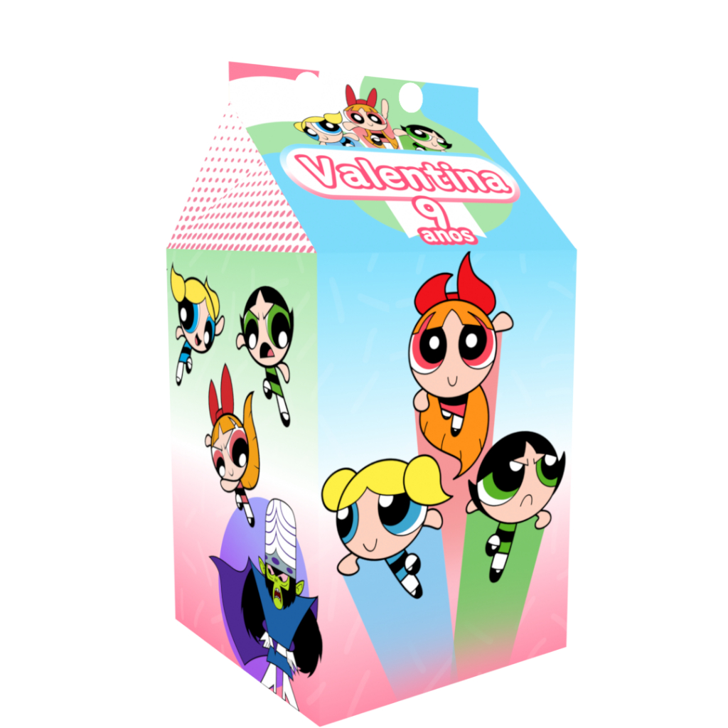 Caixinhas Meninas Super Poderosas Milk  para Lembrancinhas Personalizadas festa Envio 12 Horas