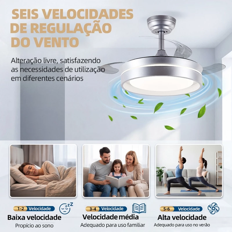 Ventilador de Teto LED Turbo Silencioso Retrátil Brightech 36/42 — foto 5