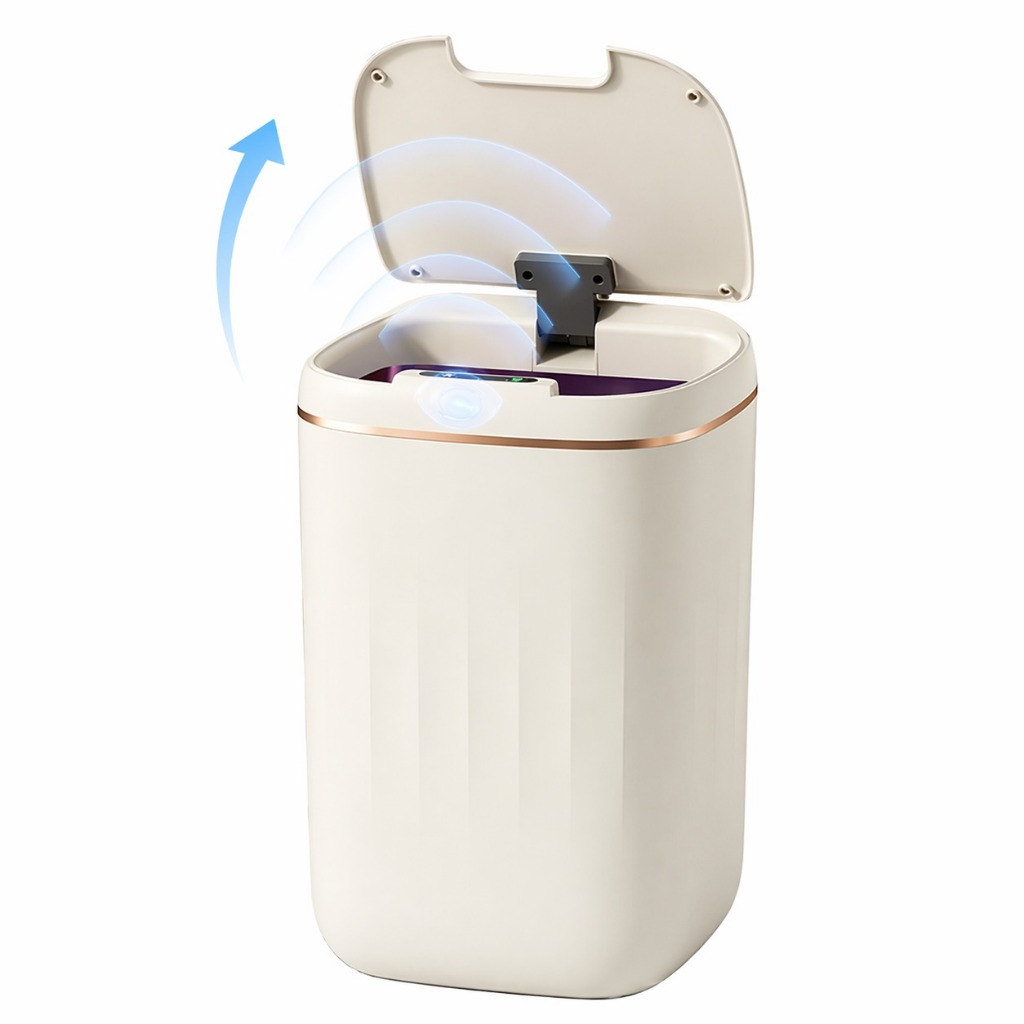 Lixeira Inteligente Automática 22L Sensor Tampa Vedada Anti Odor Cozinha 32cm Branca