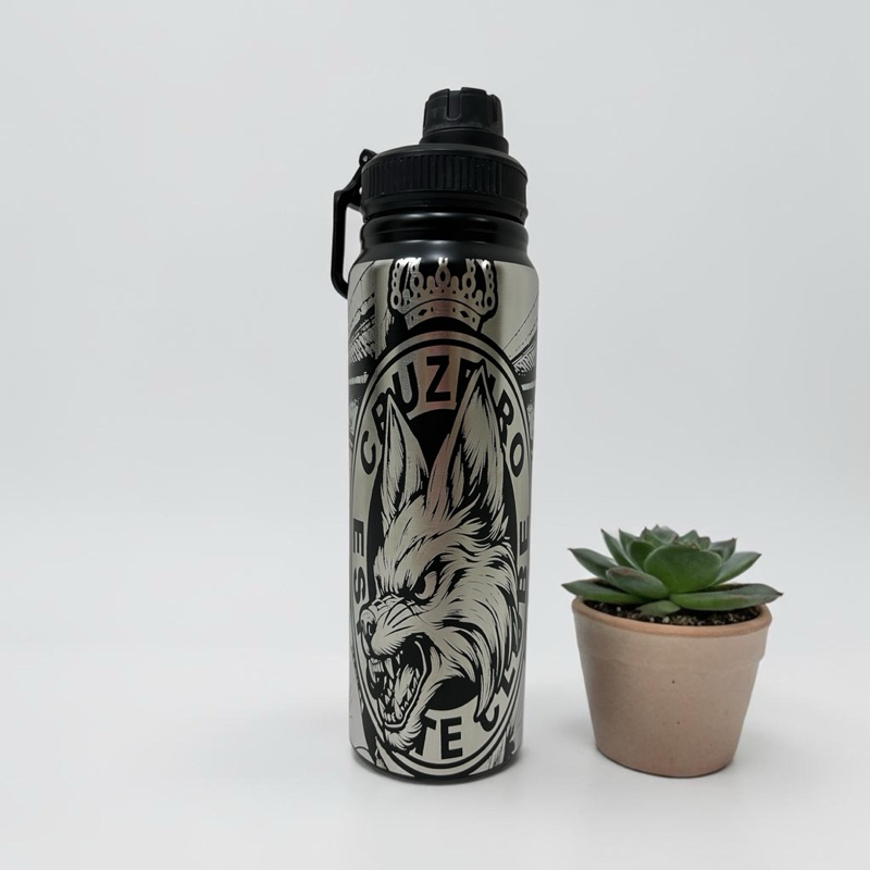 Garrafa Térmica 800ml Personalizada a Laser 360° Cruzeiro com Nome/ Presente Criativo