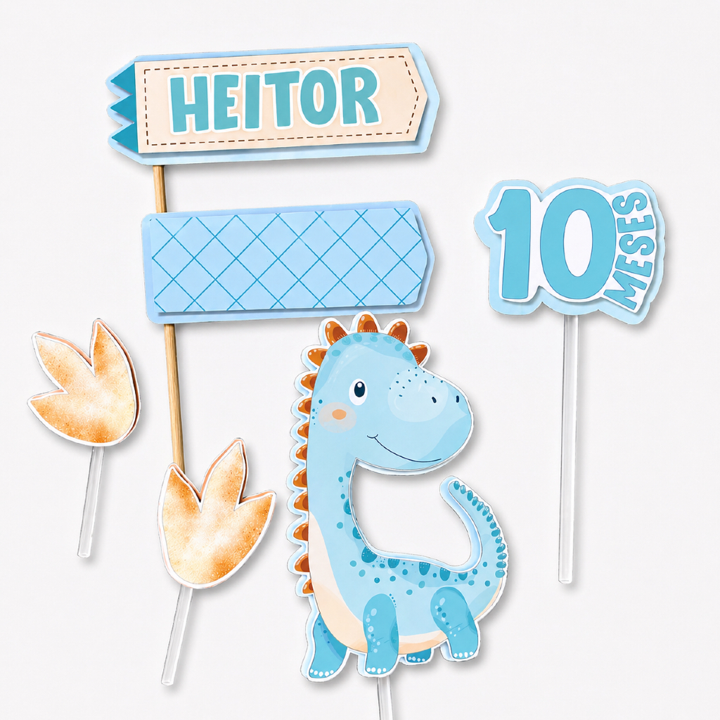 Topo de Bolo Personalizado Dinossauro Baby | Mesversario | Festa infantil | Aniversário Infantil