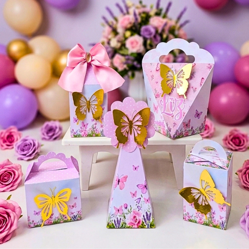 kit caixas Personalizada Jardim das Borboletas lembrancinhas Para festa aniversario/Jardim encantado