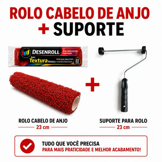 Rolo Textura Cabelo de Anjo 23cm Exportação C/ Suporte - Desenroll