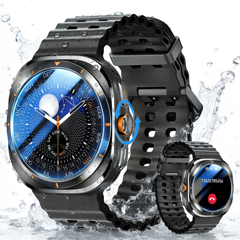 Relógio Smartwatch Agua Ip68 Chamadas Bluetooth Com Lanterna 400mah Amoled Monitor SIRI Smartband  Feminino Masculin