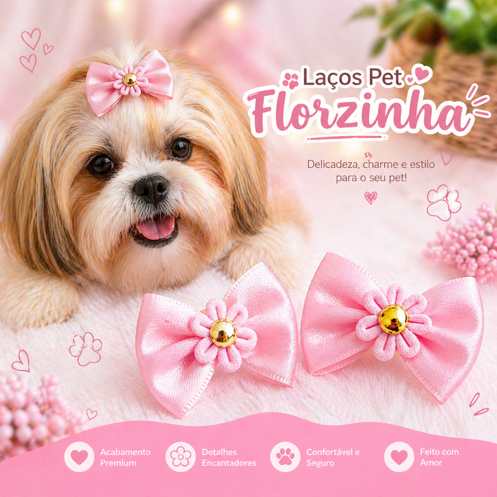 Lacos Pet Luxo Laços Pet Shop Laço Pet Femea Laços Pet Lacinhos Pet Banho e Tosa Laços Cor Rosa Acessórios Pet Tosa