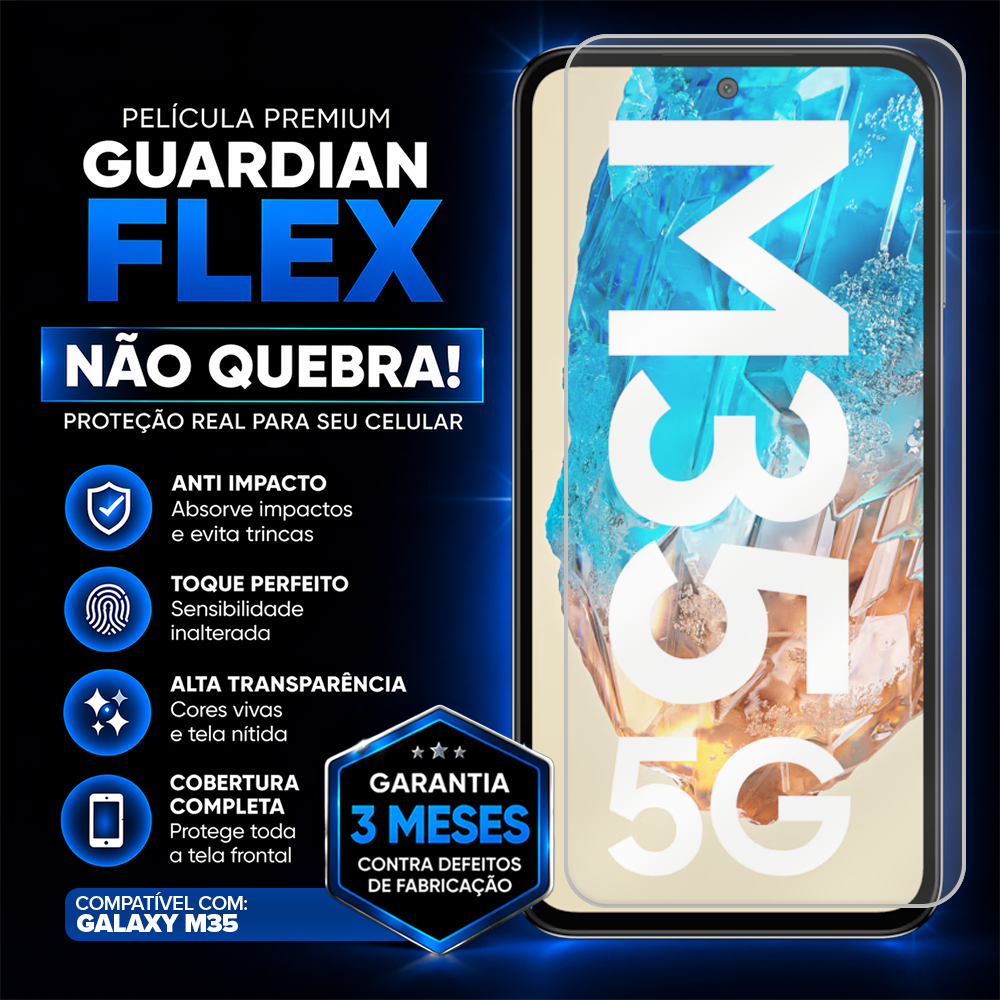 Película Para Samsung Galaxy M35 Proteção de Tela Flexivel Premium Guardian Flex