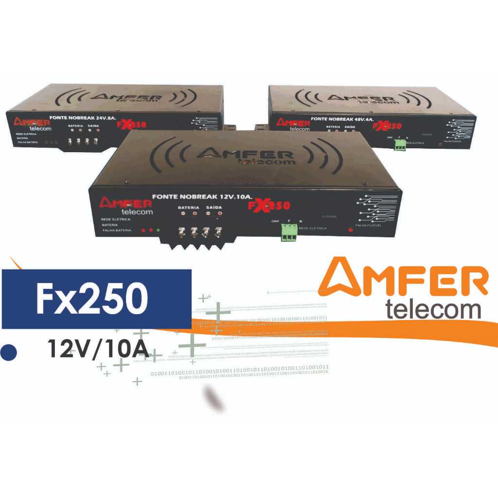 5 FONTES NOBREAK AMFER FX250 12V/10A