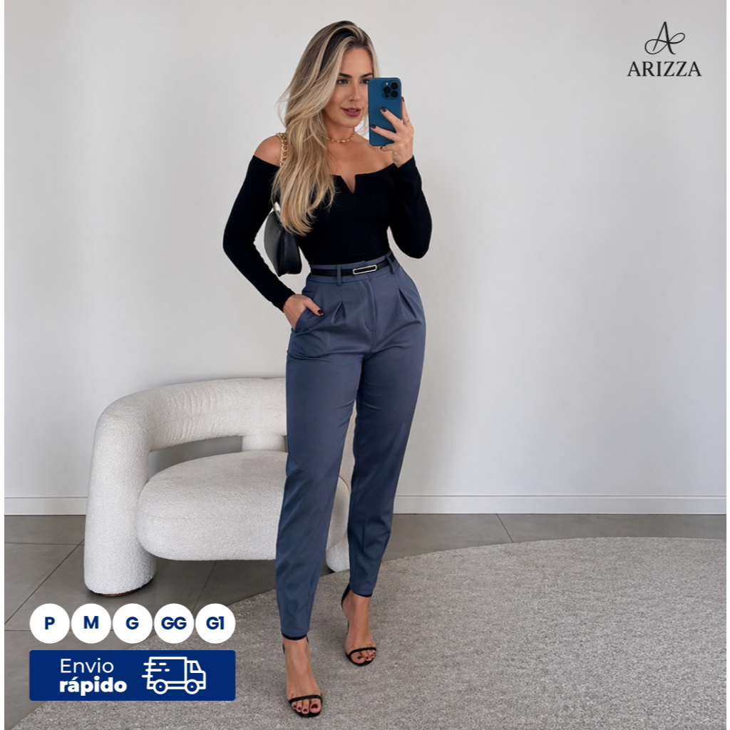 Calça Alfaiataria Feminina Cenoura | Social, Cintura Alta, Confortável P ao G1