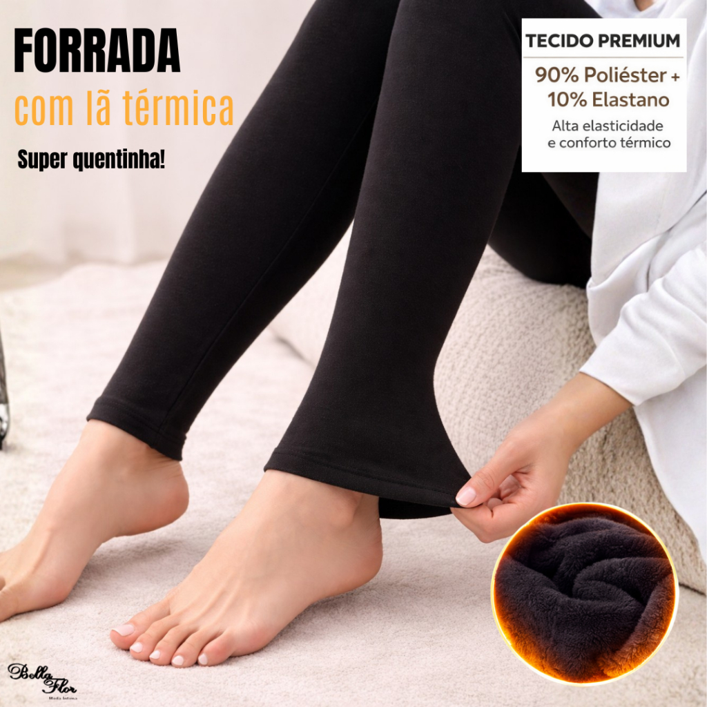 Meia Calça Térmica Peluciada Super Quente Cintura Alta Conforto Máximo Inverno