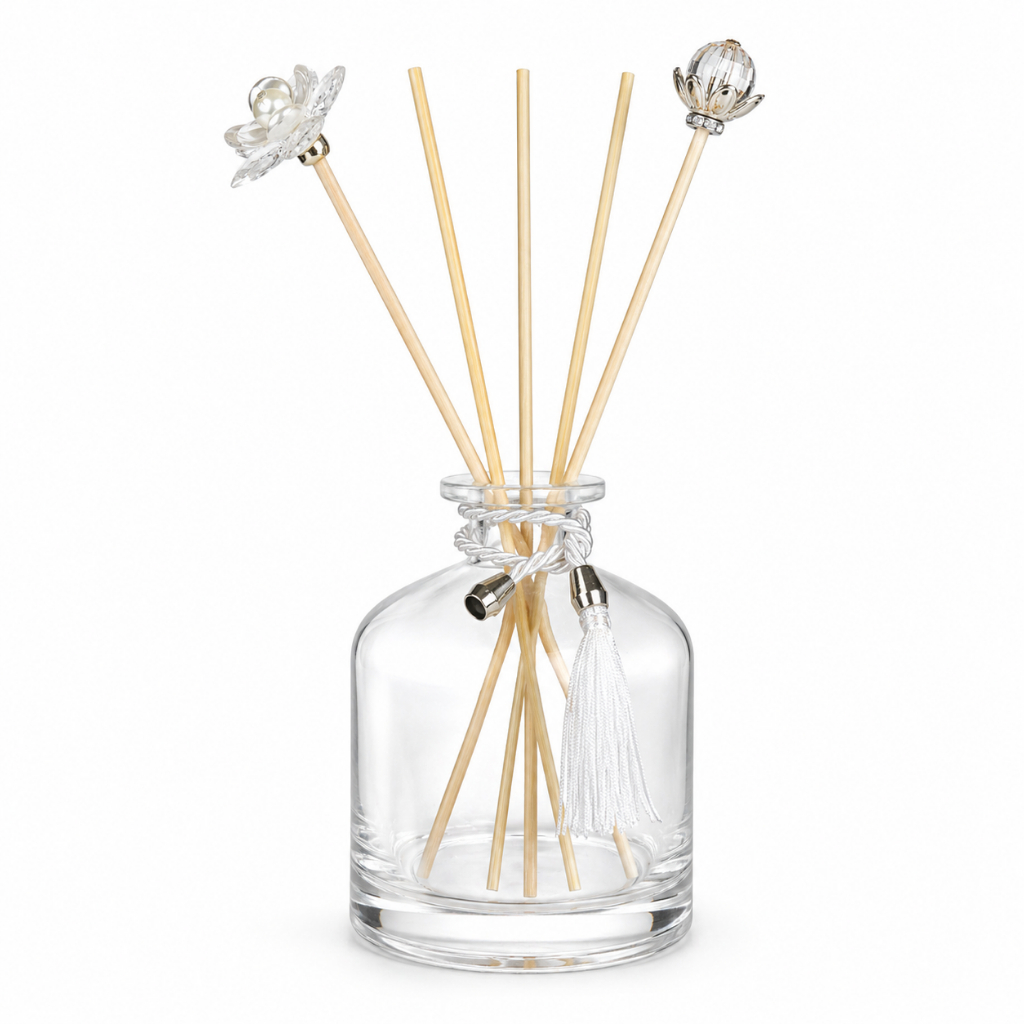 Frasco Difusor 500ml Vidro Transparente com Varetas Bambu com Tassel Decorativo Dia das mães