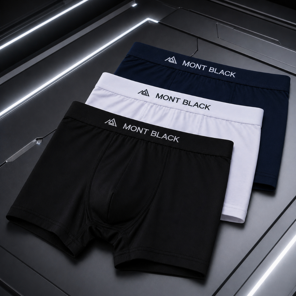Kit | 4 | Cuecas Dry Fit Boxer Lisa Masculina Adulto Mont Black