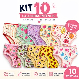 10 Calcinhas Infantil Menina Moça Confortáveis Forro de Algodão Dia a Dia Promoção