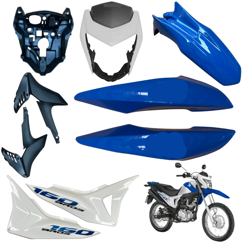 Kit Carenagem Nxr Bros 160 2016 Até 2021 Asa Tanque Tampa Lateral Máscara Frontal Aranha Paralama