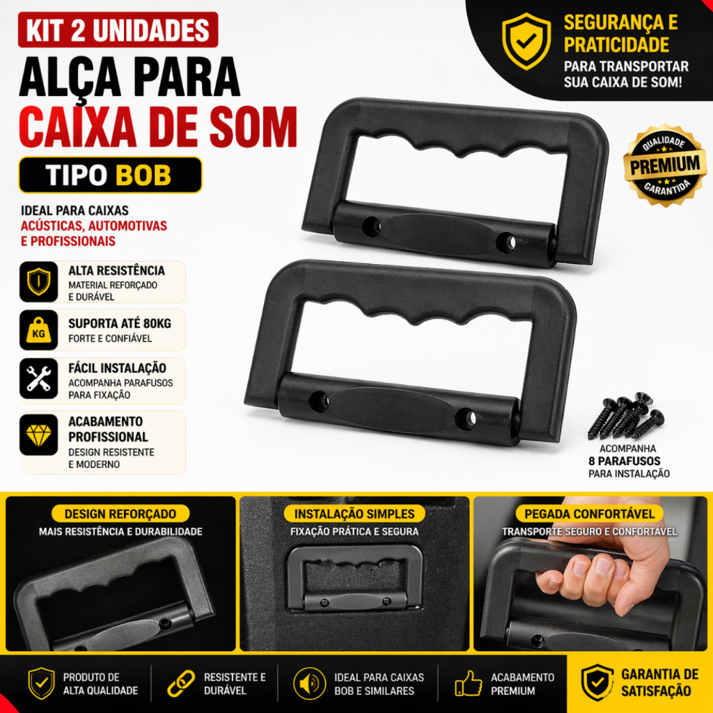 Par Alça Para Caixa Som Acústica Profissional Tipo Bob caixa mala transporte aguenta peso