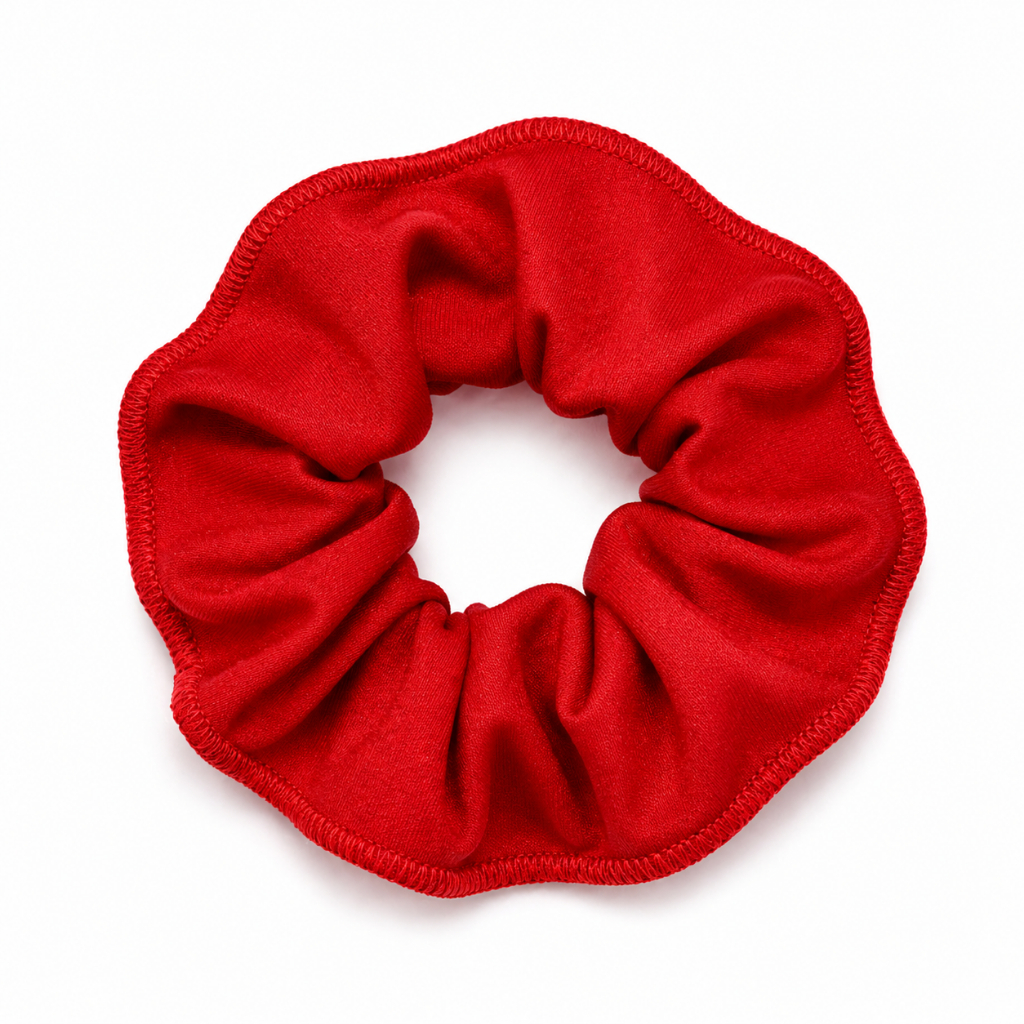 Kit Xuxinha Vermelha de Helanca Frufru de Cabelo Scrunchie Amarrador de Cabelo Rosa Bebe