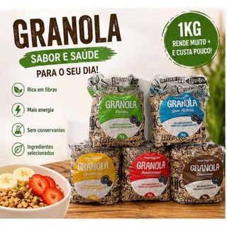 Granola Martigran 100% Natural Rica em Fibras Aveia Castanhas LInhaça Cereal Café da Manhã Matinal Energia Nutritiva