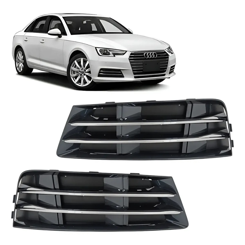 Par Grade Moldura Milha Parachoque Dianteiro Audi A4 2016 2017 2018 2019 8W0807682R 8W0807681R