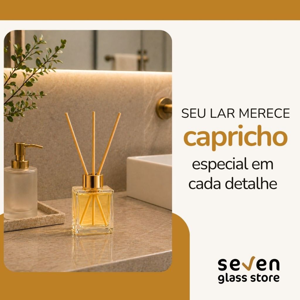 Kit 10 Frascos de Vidro Cubo 50ml P/ Aromatizador Difusor de Ambiente Luxo + Varetas — imagem 2 de 2
