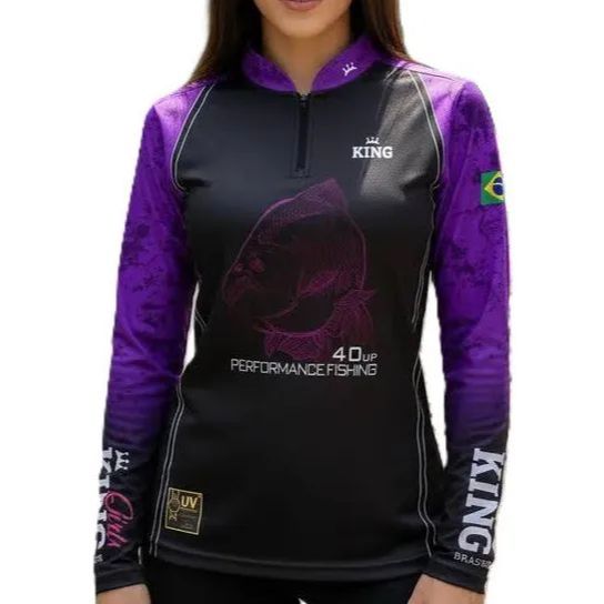 CAMISA DE PESCA KING ROXA TAMBAQUI