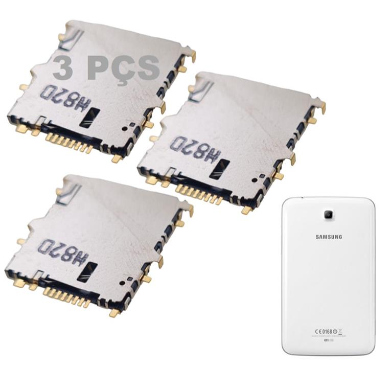 Peça Kit c/ 3 Leitor Chip compatível com Tablet T310 / T311 / T210 / T211 / T315 / T111 Slot Sim Card Gaveta Samsung