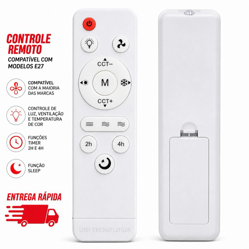 CONTROLE Remoto para Ventilador IR Compatível E27 Fan Light  Ajuste de Cor e Escurecimento para Luzes de Teto