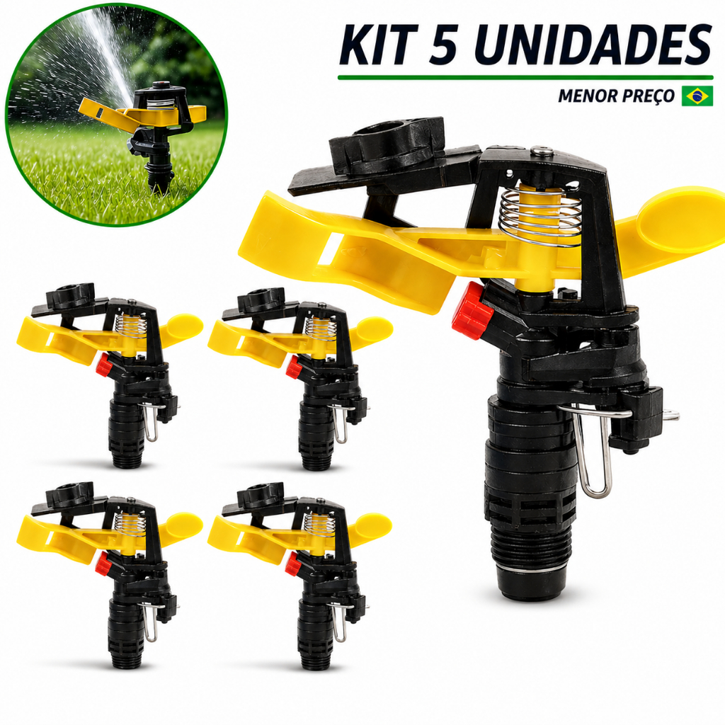 Kit até 5 Aspersor de Irrigação Setorial 360 ° de Rotação Automática - Oferta