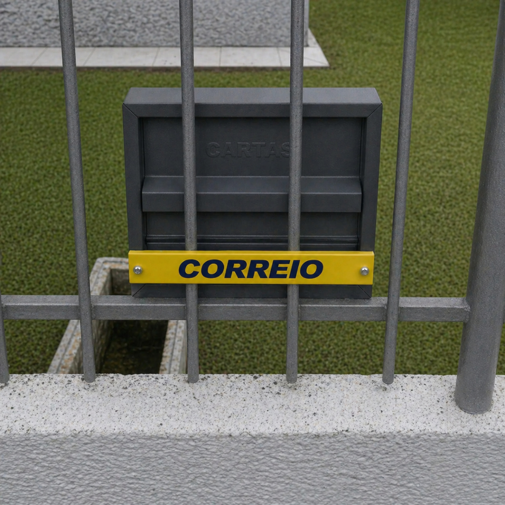 Caixa de Correio Horizontal Cinza com Pingadeira e Suporte Incluso