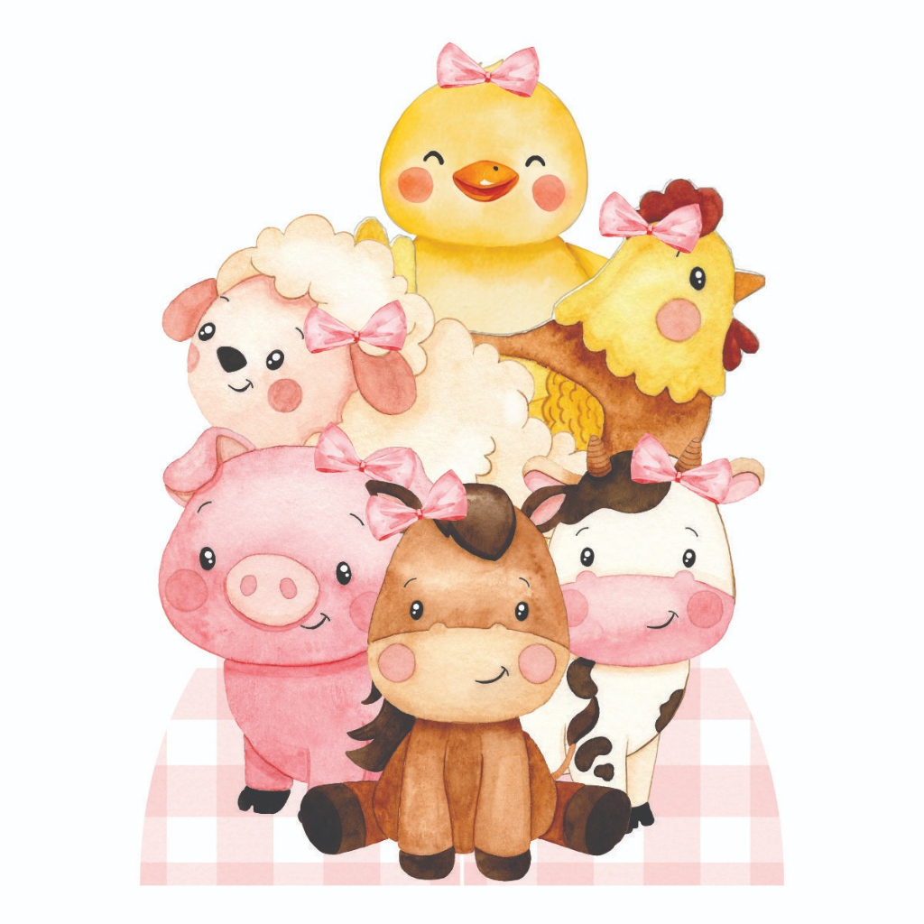 Display De Chão Fazendinha Feminino Para Festa De Aniversário Adesivados De MDF