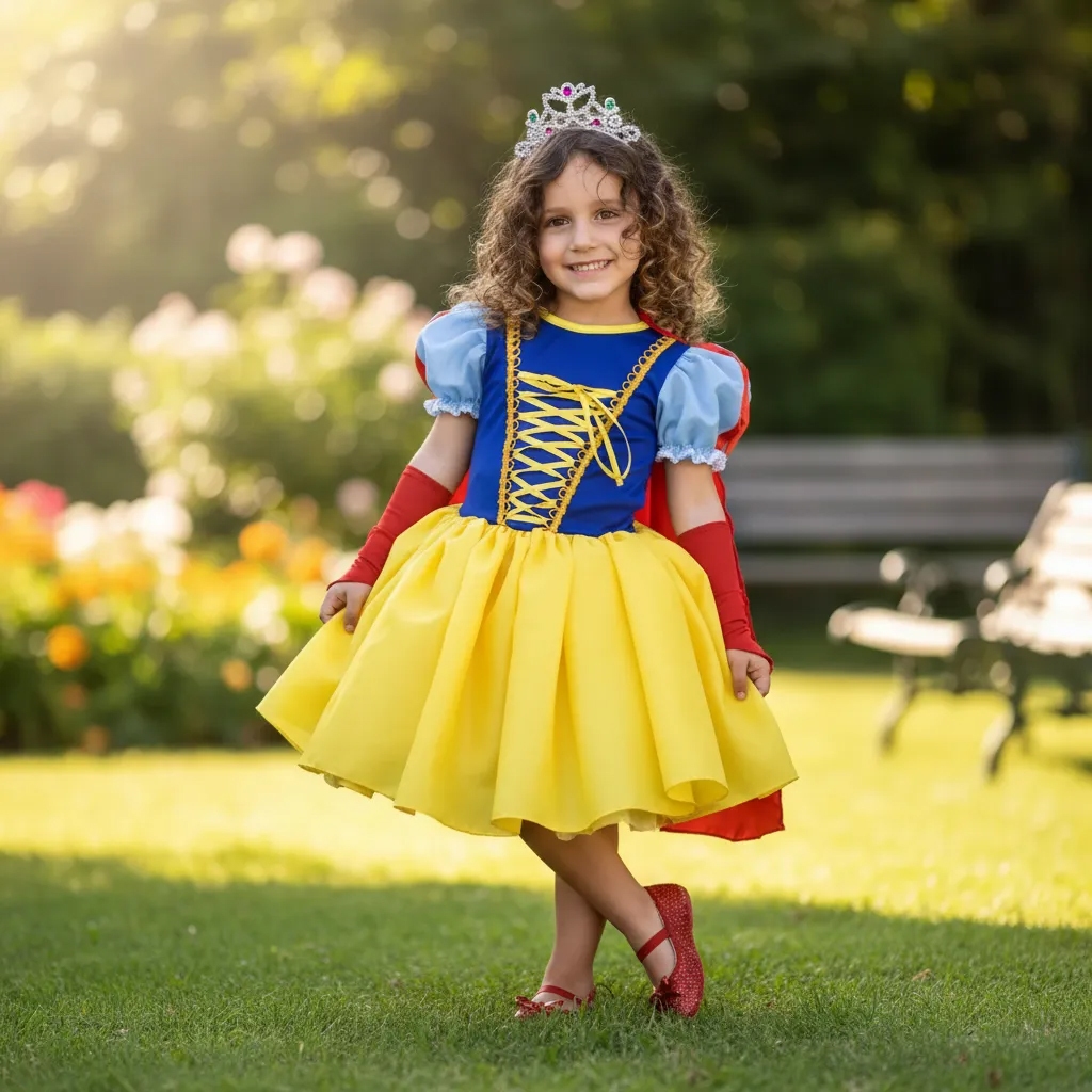 Fantasia Princesa Branca De Neve Infantil Cute Com Capa