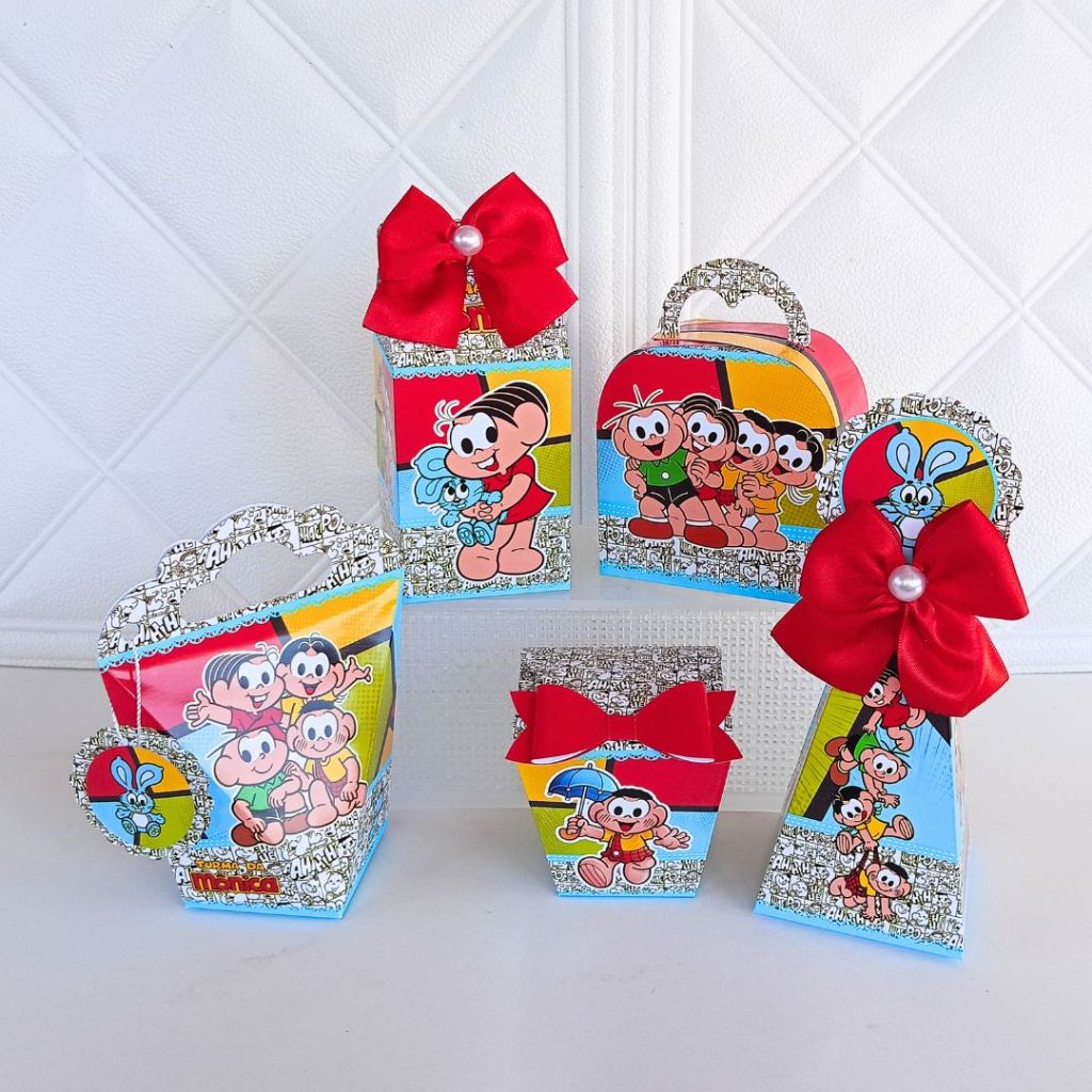 Kit Festa Personalizada Turma da Mônica Lembrancinha Caixinhas Aniversário Infantil PEGUE MONTE
