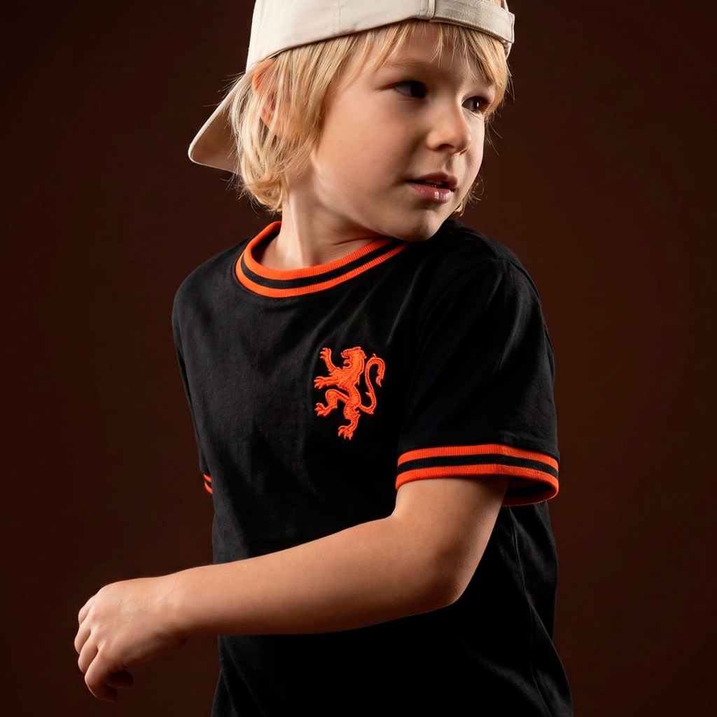 Camisa Holanda Preta Retrô Infantil Juvenil Unissex Oficial