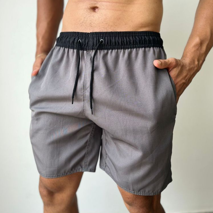 Bermudas Masculina Com Elastano Short Tecido Tactel Leve Corrida Treino Academia 3 Bolsos