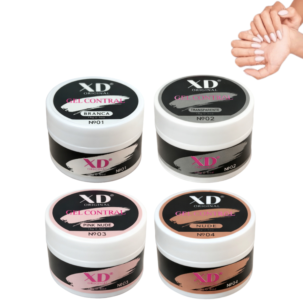 Kit 4 Gel Control 15g XD Original Para Unhas Gel fibra XED XD Profissional Alongamento