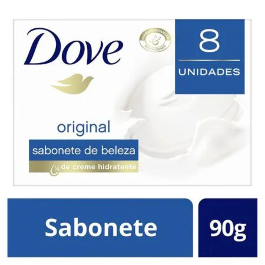 Kit C/8 Sabonete em Barra Dove Original Branco 8x90g