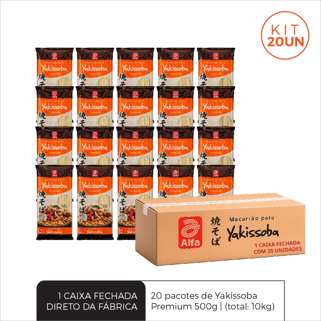Kit Com 20 Macarrão Yakissoba Alfa 500g