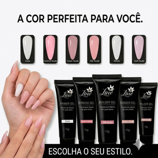 Kit 5, 4, 3, 2, Polygel Lirió LED UV Profissional 15g F1 Alongamento Poligel Unhas de Gel