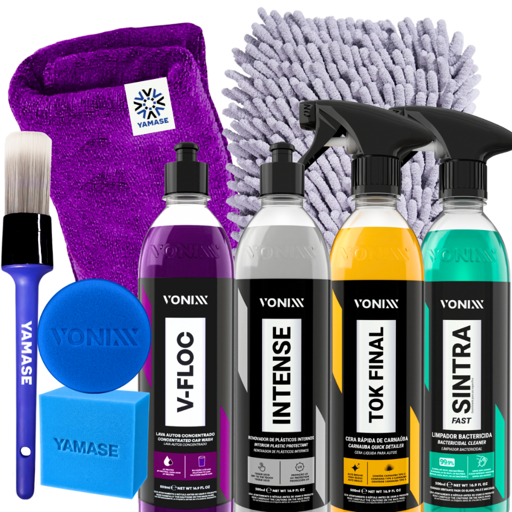 Kit Estética Automotiva Vonixx Profissional - 8 Itens - Tok Final Sintra Intense V-floc Acessorios