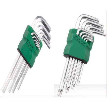 Conjunto de 9 chaves Allen de aço inoxidável polido, tamanhos T10-T50, adequadas para manutenção e ajuste UNIFY
