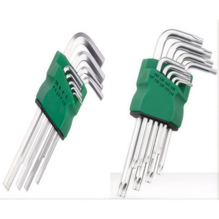 Conjunto de 9 chaves Allen de aço inoxidável polido, tamanhos T10-T50, adequadas para manutenção e ajuste UNIFY