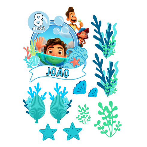 Topo Topper de Bolo Luca Filme Lucca Personalizado Nome Idade 1