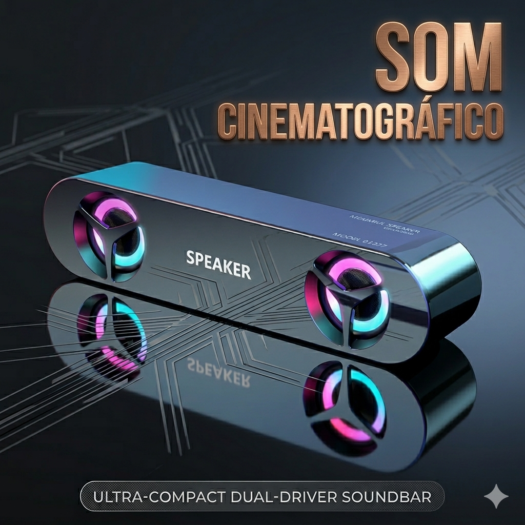 Caixa de Som KA-166 RGB Gamer – Som Potente + LED Incrível para PC e Notebook