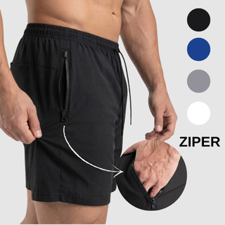 BERMUDA COM ZIPER MASCULINA ACADEMIA TACTEL COM ELASTANO  CALÇAO SHORT MASCULINO