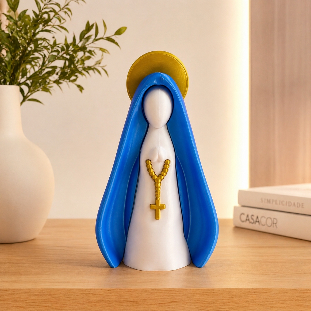 Nossa Senhora Aparecida 18cm Minimalista Decorativa Imagem Religiosa Moderna Presente e Decoração