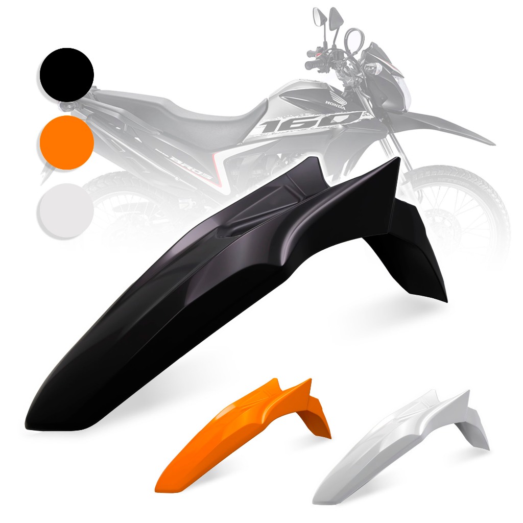 Paralama Dianteiro NXR 160 Bros 2018 A 2024 Preto, Laranja e Branco Cores injeta