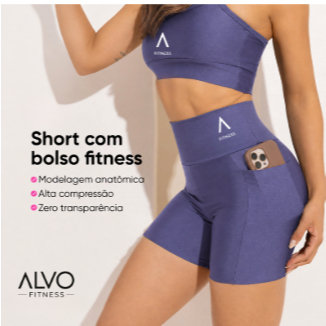Shorts fitness com bolso e top de alca