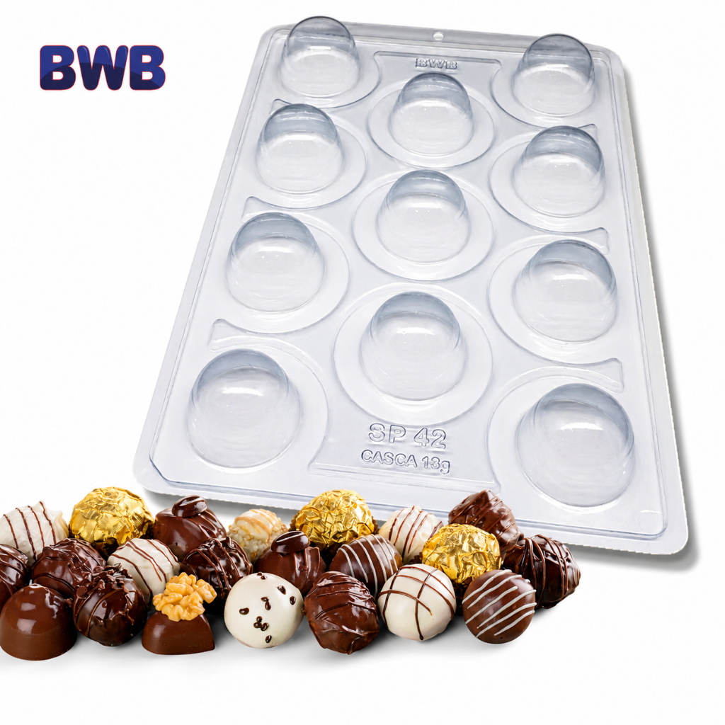 Forma Trufa 3 Partes com Silicone – Bombom Gourmet 20g 30g 45g 60g | Acabamento Profissional | Desmolde Fácil - BWB