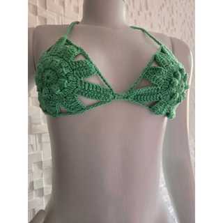 Top Gringa de Crochê Top Flor em Crochê Biquíni Gringa de Crochet Biquíni de Flor em Crochet