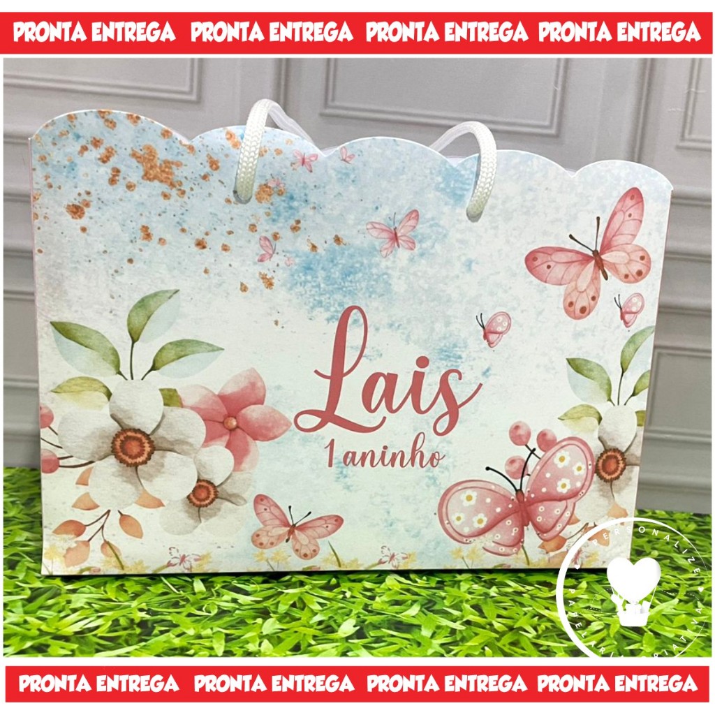 Sacolinha JARDM BORBOLETAS Personalizado Sacolinha Lembrancinha Aniversário JARDIM PEGUE E MONTE