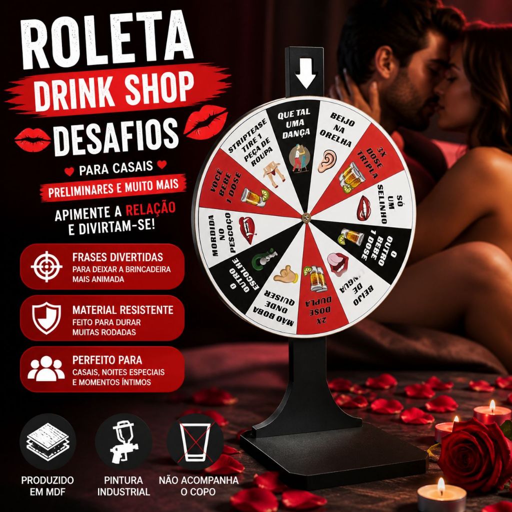 Jogo Roleta Shot CASAL Esquenta Vira-vira Drink Dose Noitada Preliminares Nupcias