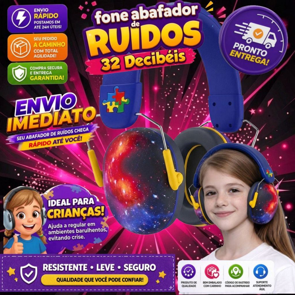 Abafador universo 32DB Autismo Infantil Fone Protetor de Ouvido Auricular Ruido Confortavel Tdah Tea